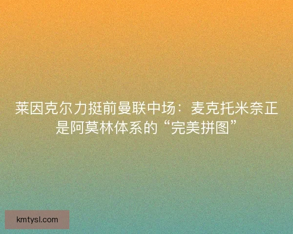 莱因克尔力挺前曼联中场：麦克托米奈正是阿莫林体系的 “完美拼图”