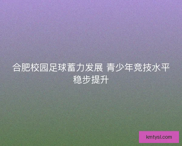 合肥校园足球蓄力发展 青少年竞技水平稳步提升 合肥校园足球蓄力发展 青少年竞技水平稳步提升
